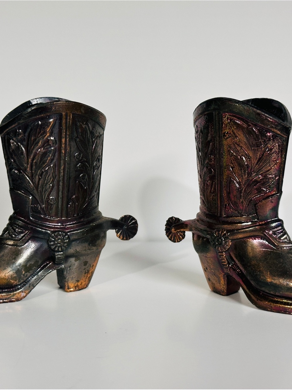 Miniature Brass Cowboy Boots Figurine 2.5" Copper Tone Collectible